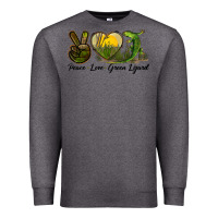 Charcoal Heather peace love green lizard Premium Sweatshirt - LillyAllenDesigns