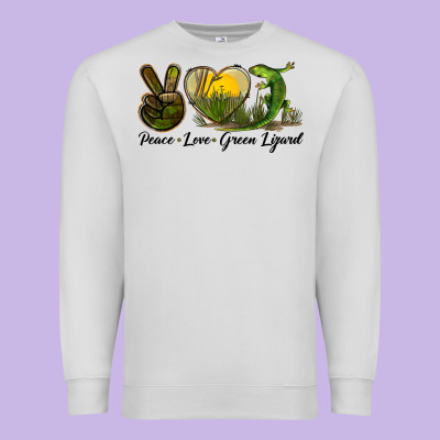 Peace Love Green Lizard Premium Sweatshirt Designed By Lillyallendesigns