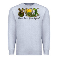 Heather Grey peace love green lizard Premium Sweatshirt - LillyAllenDesigns