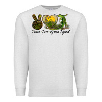 Oatmeal Heather peace love green lizard Premium Sweatshirt - LillyAllenDesigns
