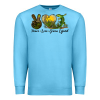 Ocean Blue peace love green lizard Premium Sweatshirt - LillyAllenDesigns