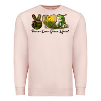 Pale Pink peace love green lizard Premium Sweatshirt - LillyAllenDesigns