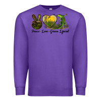 Purple peace love green lizard Premium Sweatshirt - LillyAllenDesigns