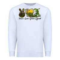 White peace love green lizard Premium Sweatshirt - LillyAllenDesigns