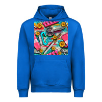 Cobalt nail art tools and hand cream with serape and turquoise glitter seamle Urban Hoodie - BundleAndBundleShop