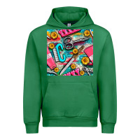 Emerald nail art tools and hand cream with serape and turquoise glitter seamle Urban Hoodie - BundleAndBundleShop
