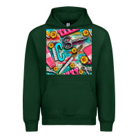 Forest Green nail art tools and hand cream with serape and turquoise glitter seamle Urban Hoodie - BundleAndBundleShop