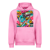 Fuchsia Pink nail art tools and hand cream with serape and turquoise glitter seamle Urban Hoodie - BundleAndBundleShop