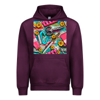 Mauve Wine nail art tools and hand cream with serape and turquoise glitter seamle Urban Hoodie - BundleAndBundleShop