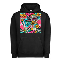 Pigment Black nail art tools and hand cream with serape and turquoise glitter seamle Urban Hoodie - BundleAndBundleShop