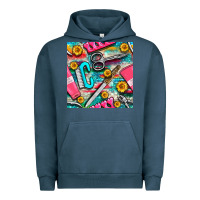 Pigment Midnight Navy nail art tools and hand cream with serape and turquoise glitter seamle Urban Hoodie - BundleAndBundleShop