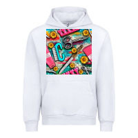 White nail art tools and hand cream with serape and turquoise glitter seamle Urban Hoodie - BundleAndBundleShop