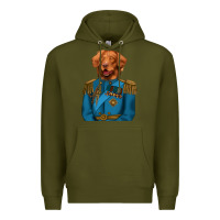 Army Green Golden Retriever Dog Portrait,Custom Pet Portraits,Renaissance Dog Premium Hoodie - RanaPortraitStore
