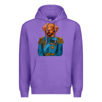 Purple Golden Retriever Dog Portrait,Custom Pet Portraits,Renaissance Dog Premium Hoodie - RanaPortraitStore