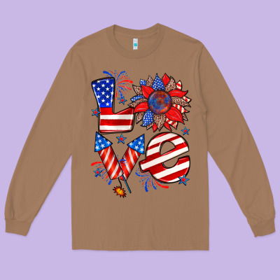 4th Of July Love Long Sleeve Tee Designed By Zillion Design Studio