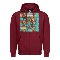 Burgundy longhorn bull seamless pattern Zipper Hoodie - HRA Design Shop