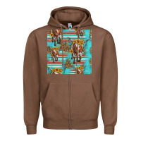 Chestnut longhorn bull seamless pattern Zipper Hoodie - HRA Design Shop