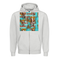 Dove Grey longhorn bull seamless pattern Zipper Hoodie - HRA Design Shop
