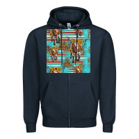 Navy longhorn bull seamless pattern Zipper Hoodie - HRA Design Shop