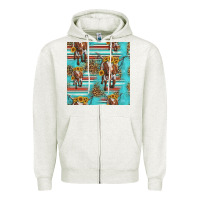 Oatmeal Heather longhorn bull seamless pattern Zipper Hoodie - HRA Design Shop