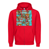 Red longhorn bull seamless pattern Zipper Hoodie - HRA Design Shop