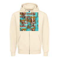 Sandshell longhorn bull seamless pattern Zipper Hoodie - HRA Design Shop