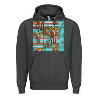 Smoke longhorn bull seamless pattern Zipper Hoodie - HRA Design Shop