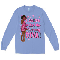 Colony Blue Cancer Picked The Wrong Diva with Black Woman Long Sleeve Tee - texasbilliewilder