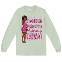 Matcha Cancer Picked The Wrong Diva with Black Woman Long Sleeve Tee - texasbilliewilder