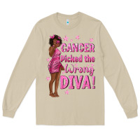 Mushroom Cancer Picked The Wrong Diva with Black Woman Long Sleeve Tee - texasbilliewilder