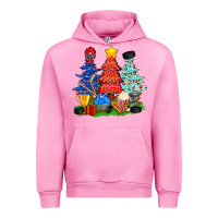 Fuchsia Pink Christmas With Ice Hockey Trees Urban Hoodie - BundleAndBundleShop