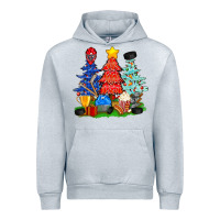 Heather Grey Christmas With Ice Hockey Trees Urban Hoodie - BundleAndBundleShop
