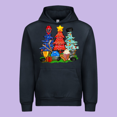 Christmas With Ice Hockey Trees Urban Hoodie Designed By Bundleandbundleshop