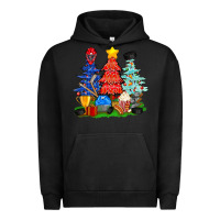 Pigment Black Christmas With Ice Hockey Trees Urban Hoodie - BundleAndBundleShop