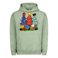 Pigment Oil Green Christmas With Ice Hockey Trees Urban Hoodie - BundleAndBundleShop