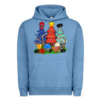 Pigment Pebble Blue Christmas With Ice Hockey Trees Urban Hoodie - BundleAndBundleShop