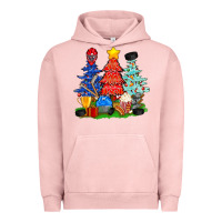Pigment Salmon Christmas With Ice Hockey Trees Urban Hoodie - BundleAndBundleShop