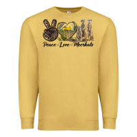 Antique Gold Peace Love Meerkats Premium Sweatshirt - LillyAllenDesigns