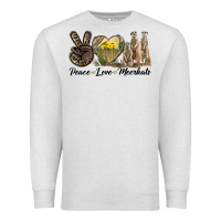 Oatmeal Heather Peace Love Meerkats Premium Sweatshirt - LillyAllenDesigns