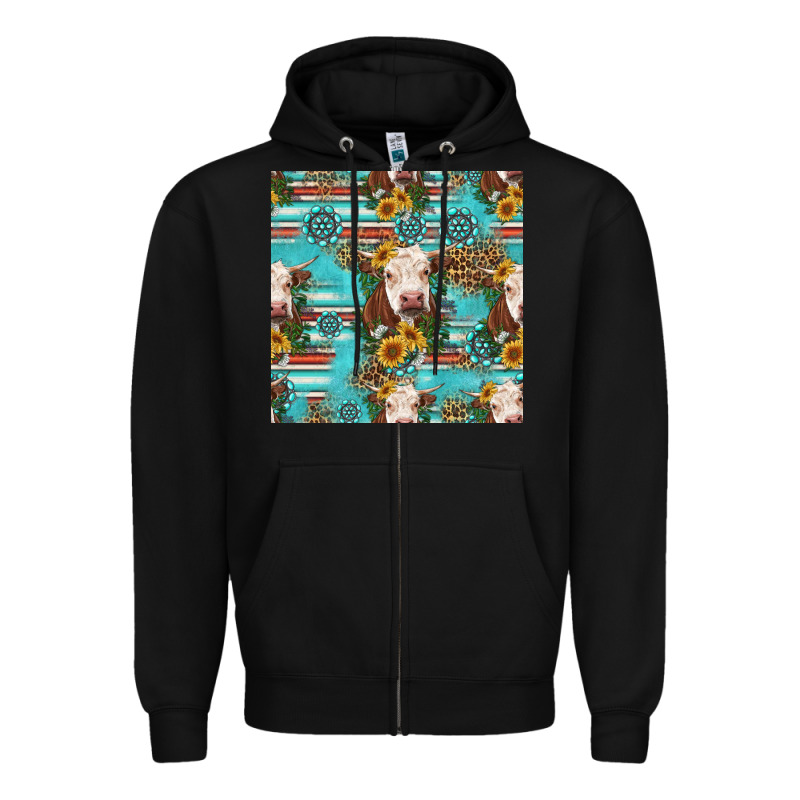 Charolais Cow Seamless Pattern Zipper Hoodie by HRA Design Shop | Teevron