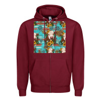 Burgundy charolais cow seamless pattern Zipper Hoodie - HRA Design Shop