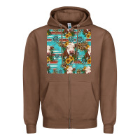 Chestnut charolais cow seamless pattern Zipper Hoodie - HRA Design Shop