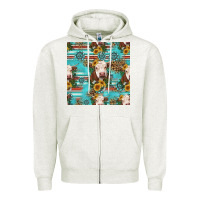 Oatmeal Heather charolais cow seamless pattern Zipper Hoodie - HRA Design Shop