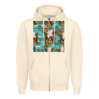 Sandshell charolais cow seamless pattern Zipper Hoodie - HRA Design Shop