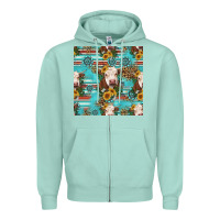 Seafoam charolais cow seamless pattern Zipper Hoodie - HRA Design Shop