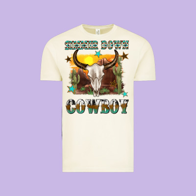 Simmer Down Cowboy Vintage Tee Designed By Texasbilliewilder
