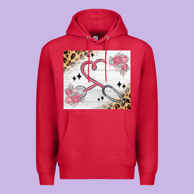 Customized Leopard Floral Nurse Premium Hoodie Designed By Maliassmallbusiness