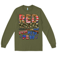 Army Green red white and pew pew pew Long Sleeve Tee - Zillion Design Studio