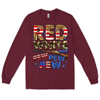Burgundy red white and pew pew pew Long Sleeve Tee - Zillion Design Studio
