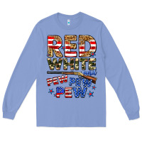 Colony Blue red white and pew pew pew Long Sleeve Tee - Zillion Design Studio